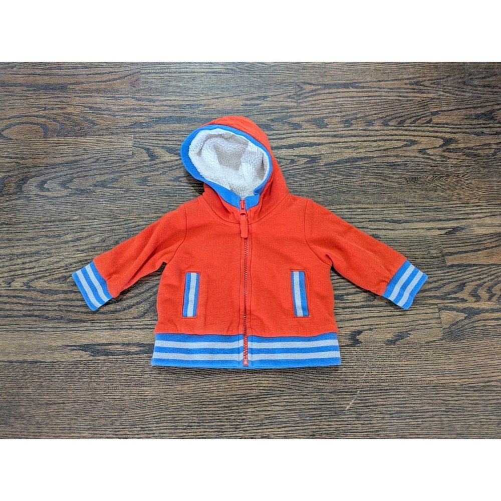 Boys Hanna Andersson Sherpa Knit Hoodie Sweatshirt Jacket Size 3-6 m 60 Orange